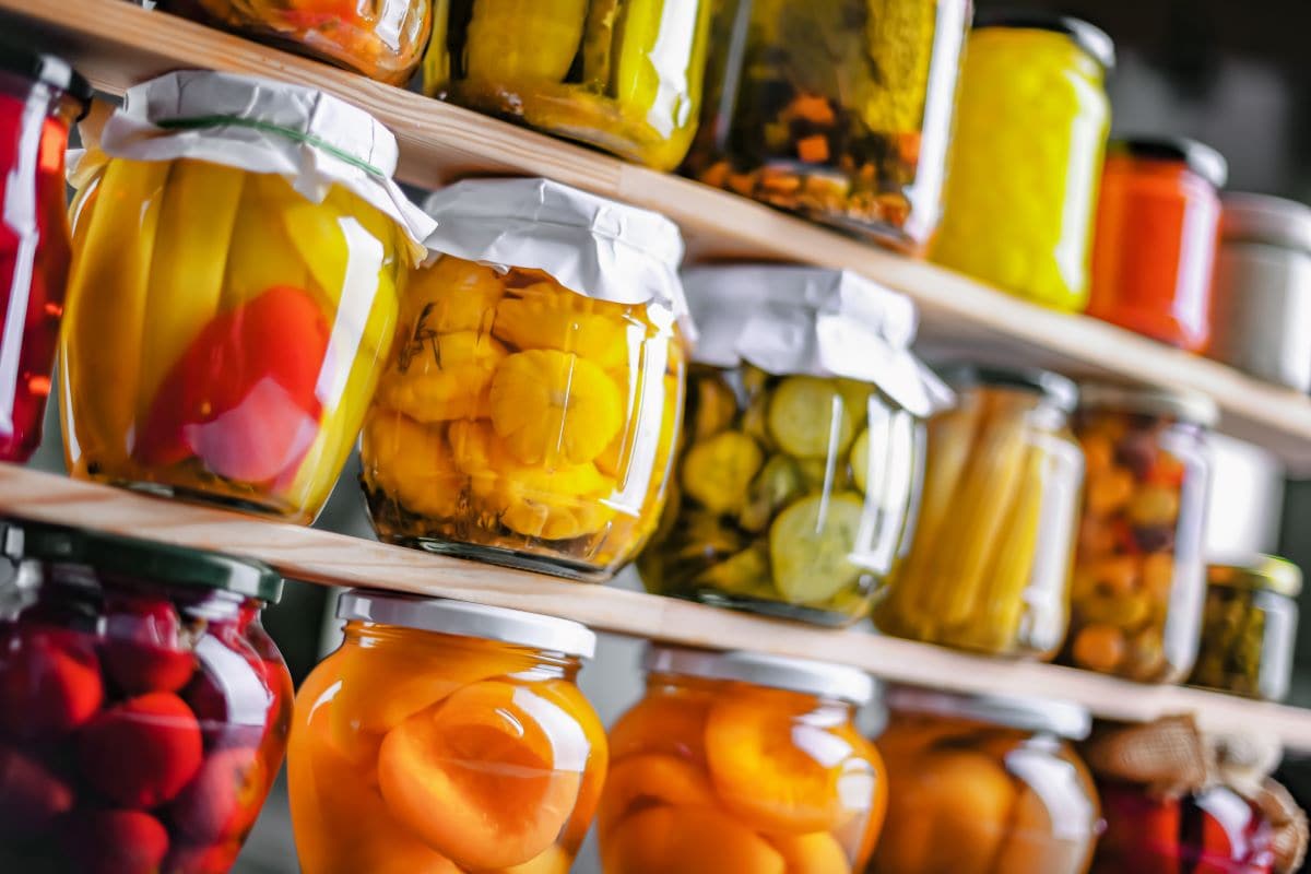 Jars with marinated fruitsMonticello