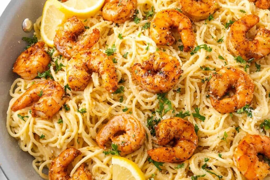 Lemon and Garlic Shrimp Pasta by Well Fed Baker