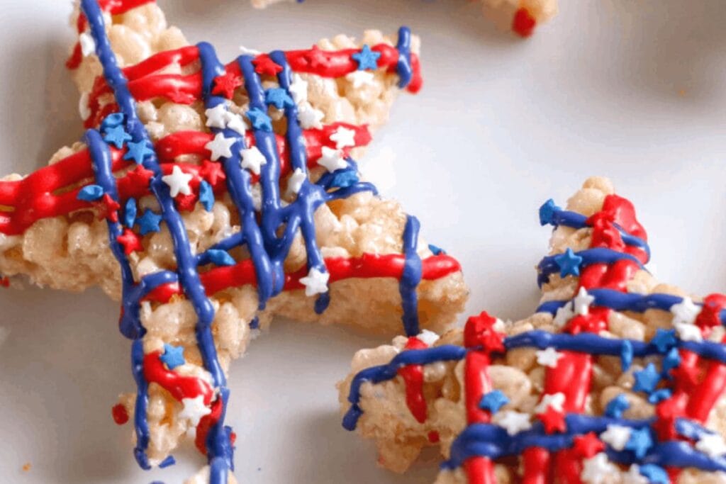 Patriotic Rice Krispie Treat Stars by 3 Boys and a Dog