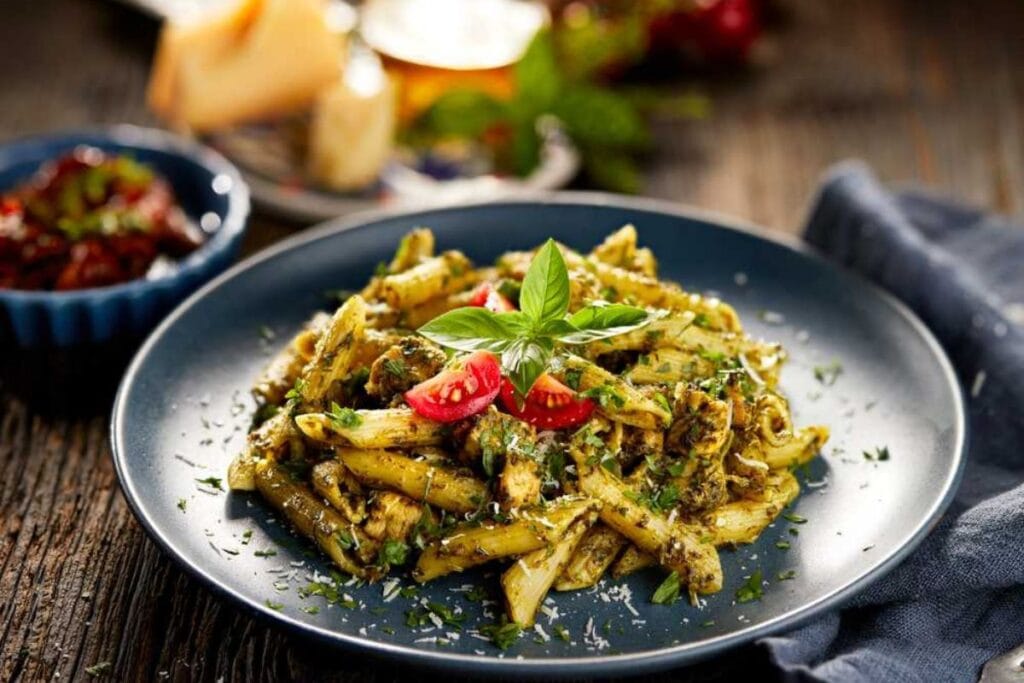Pesto Chicken Pasta by Corrie Cooks