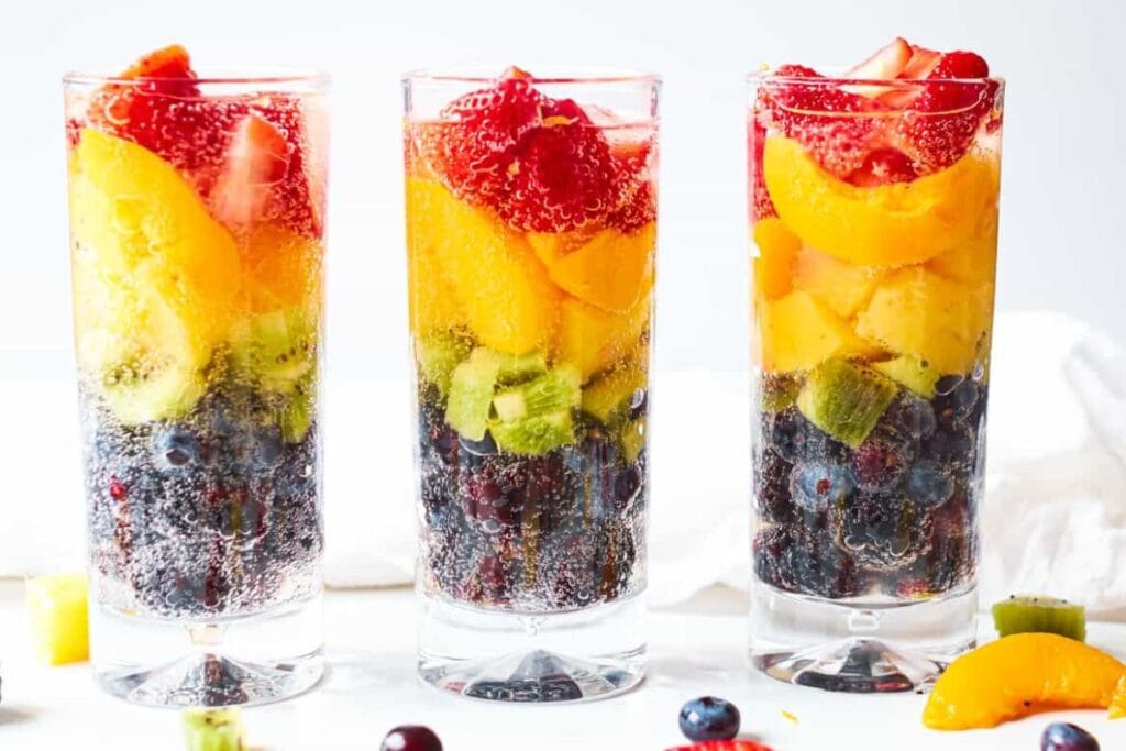 Rainbow Fruit Spritzer Mocktail by Budget Delicious