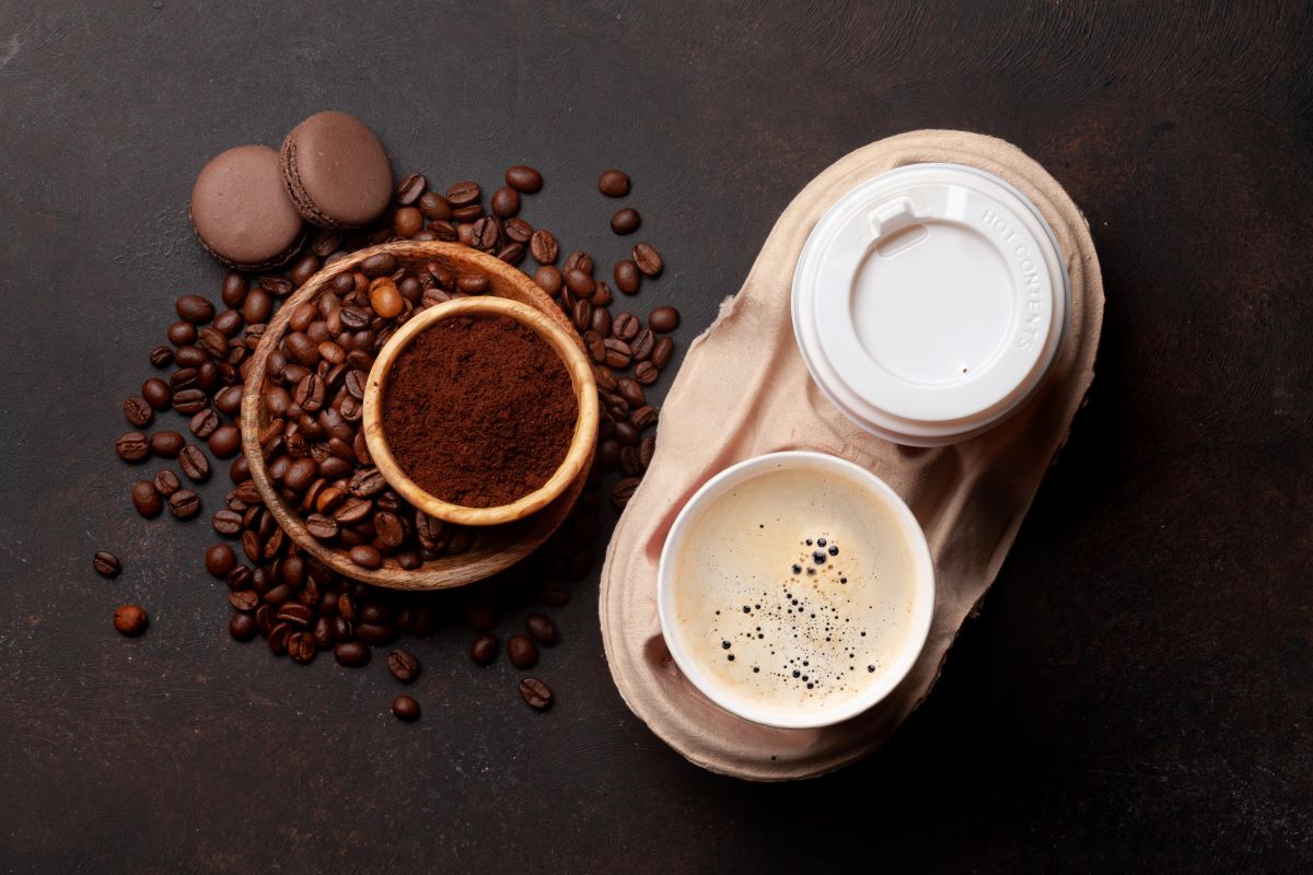 Roasted coffee in a takeawayc