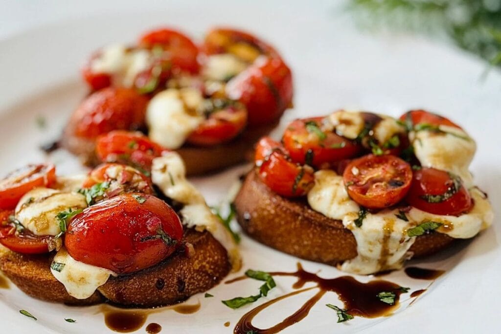 Tomato and Mozzarella Bruschetta by Jennifer Cooks