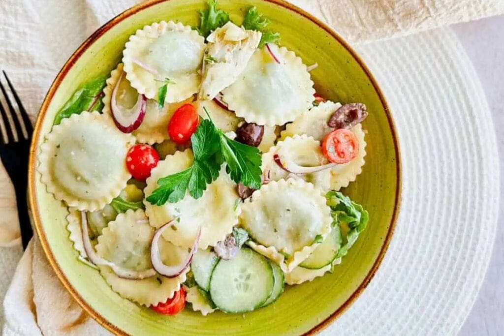 Trader Joes Ravioli Pasta Salad by Nuts and Twigs
