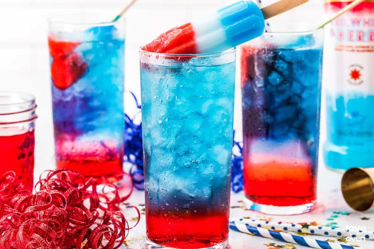 4th of July Cocktails Red White and Blue Cocktail by Love From the Oven