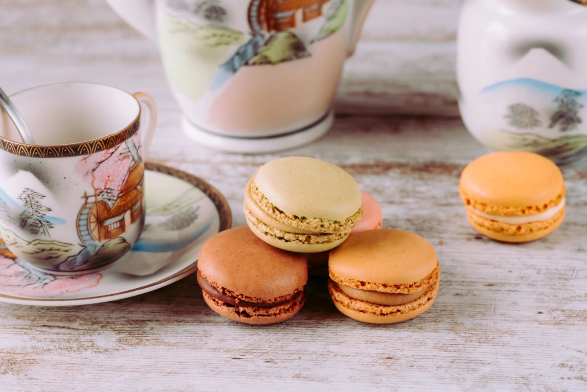 Afternoon tea with macaron