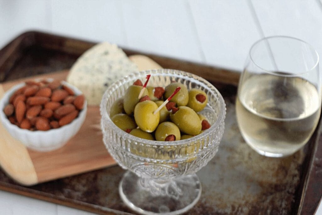 Almond Blue Cheese Stuffed Olives by Shaken Together Life