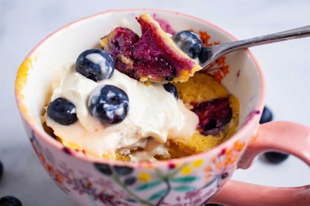 Almond Flour Mug Cake with Blueberries by My Chefs Apron
