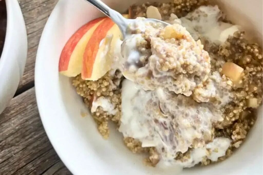 Apple Cinnamon Quinoa Chia Breakfast Bowl by Moderatly Messy RD