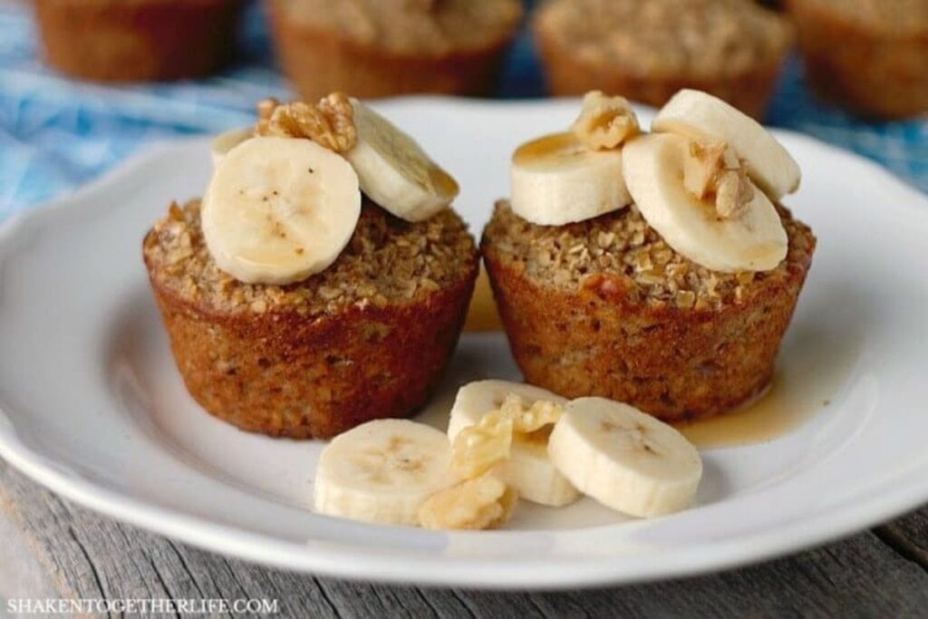 Banana Bread Baked Oatmeal Cups by Shaken Together Life