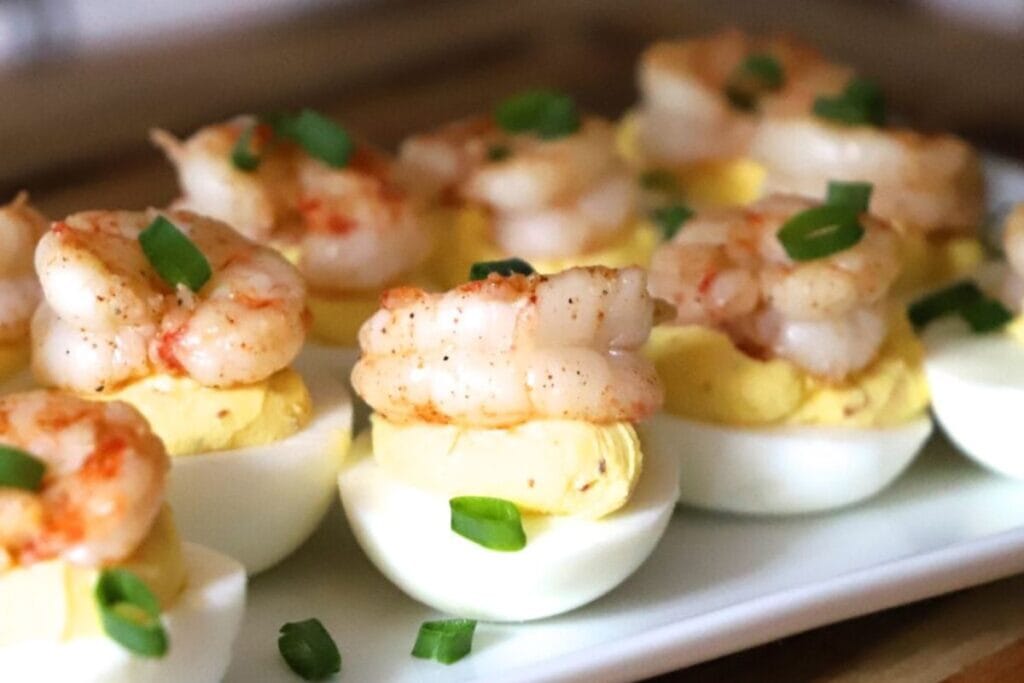 Cajun Deviled Eggs with Shrimp by She Wants to Be Good