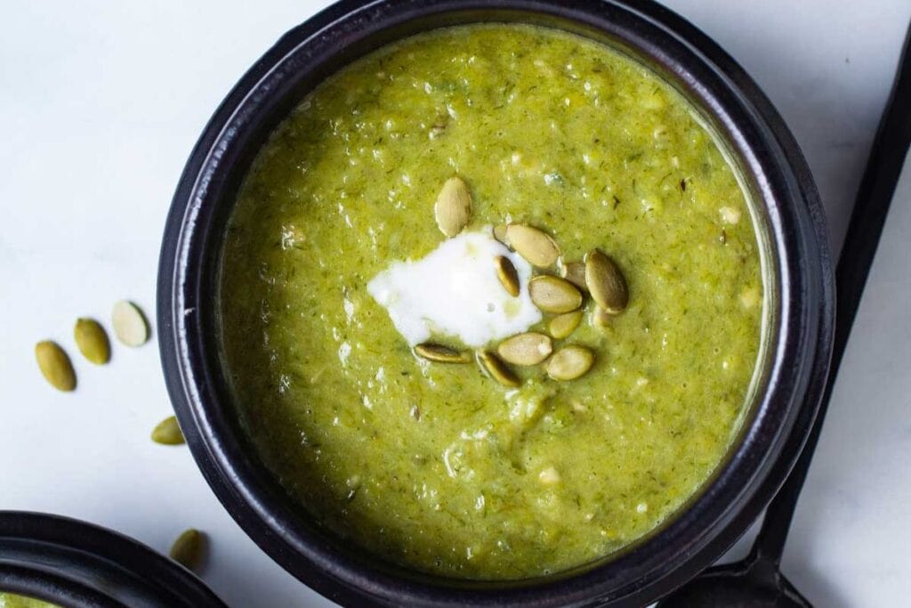 Creamy Avocado Leek Soup by My Chefs Apron