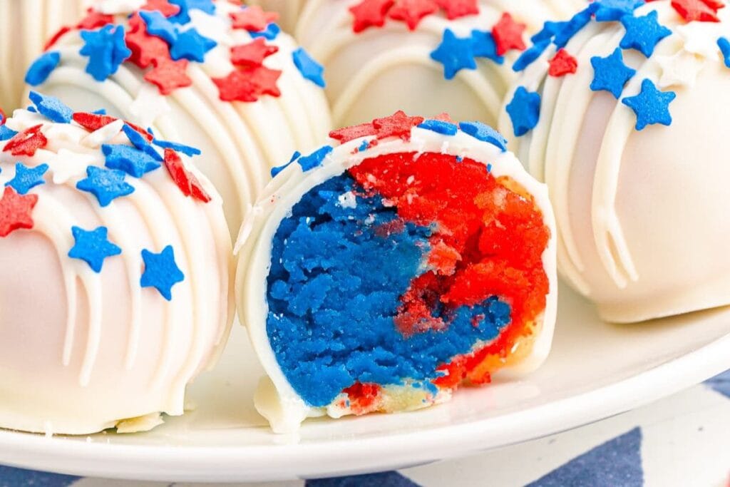 Easy Patriotic 4th Of July Cake Balls by On My Kids Plate