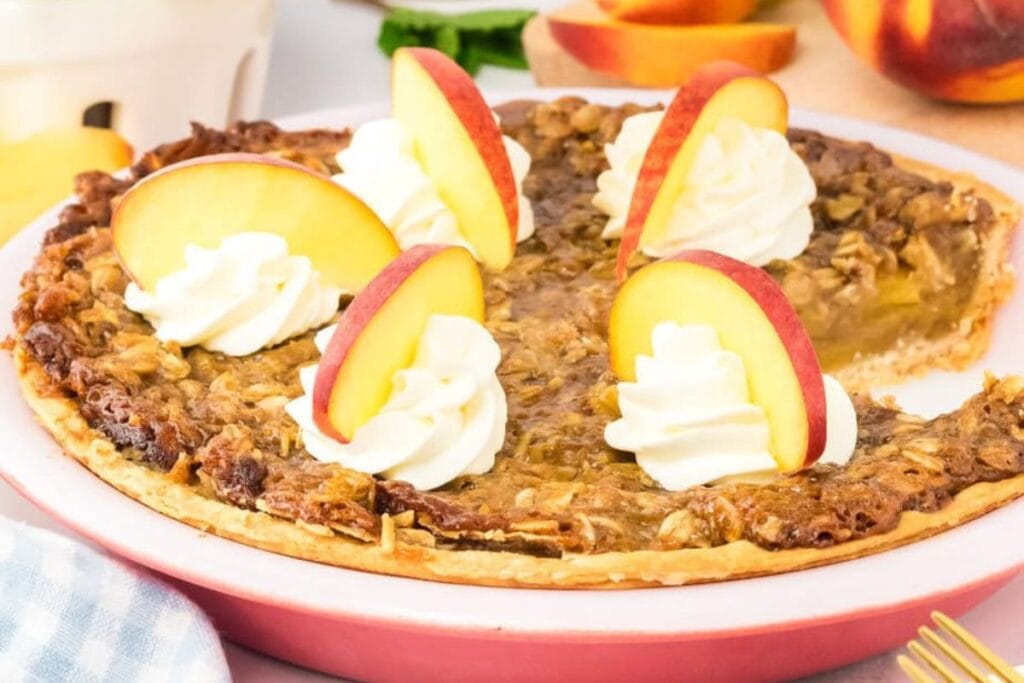 Easy Peach Crumble Pie by Back To My Southern Roots