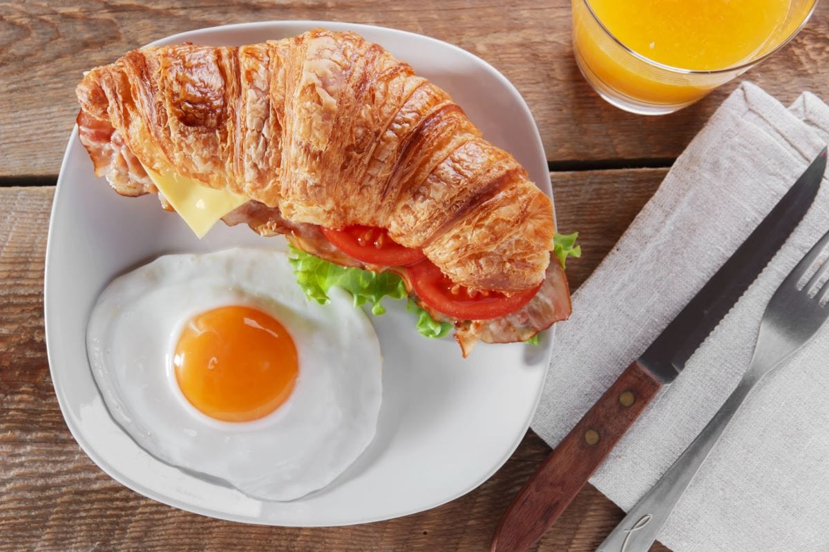 Egg and cheese on croissant
