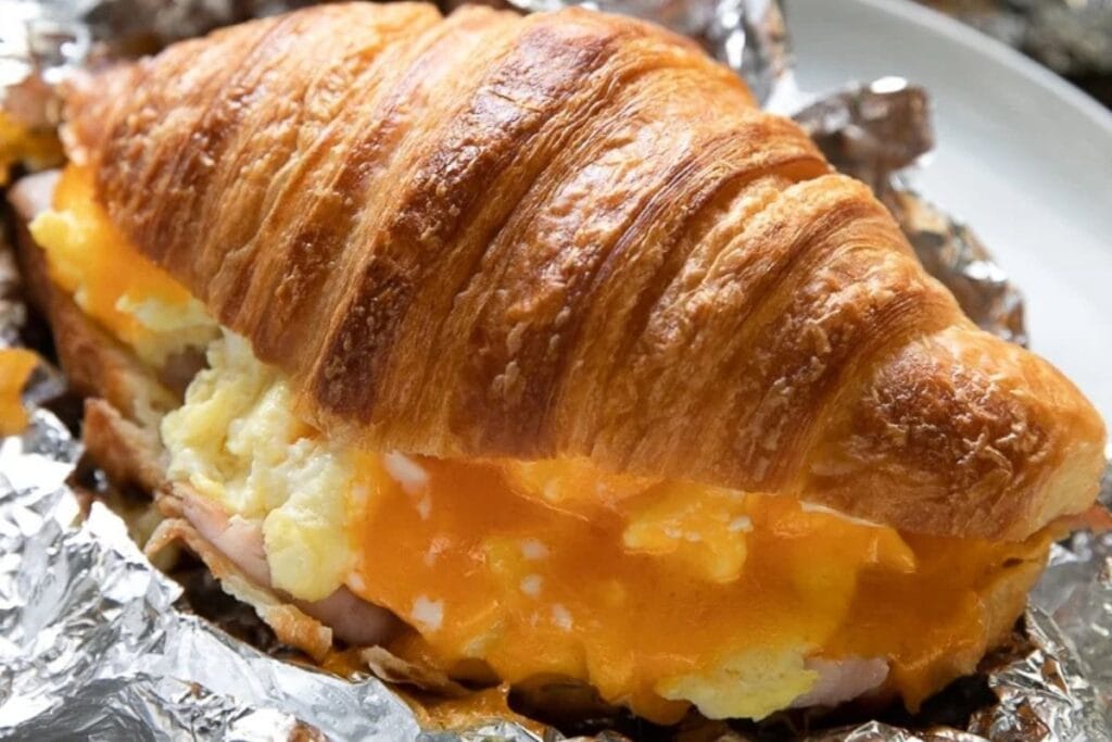 Freezer Friendly Croissant Breakfast Sandwich by The Forked Spoon