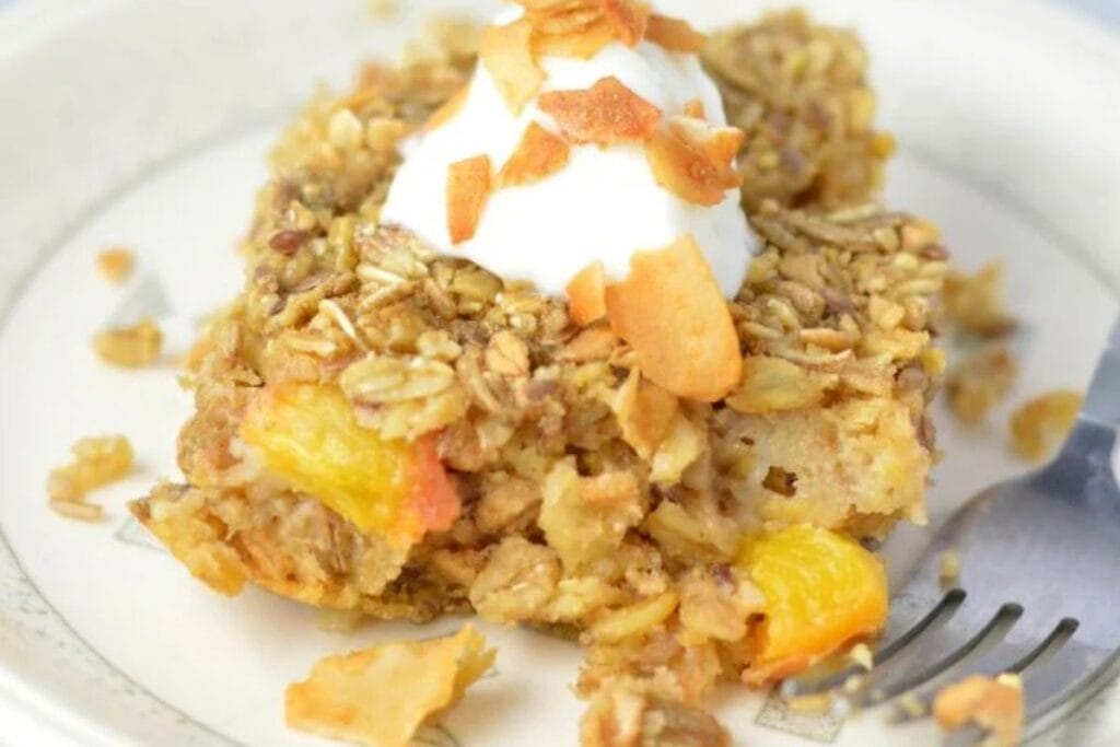 Ginger Peach Baked Oatmeal by A Taste of Madness