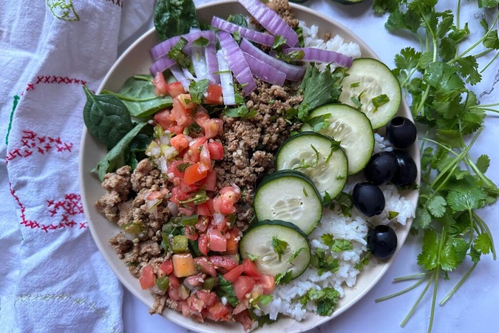 Healthy Turkey Burrito Bowl by The Clean Happy Life