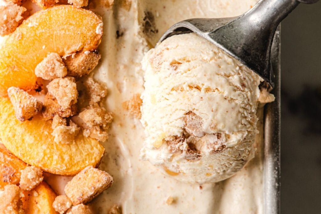 Homemade Peach Cobbler Ice Cream by Quiet Baking Day