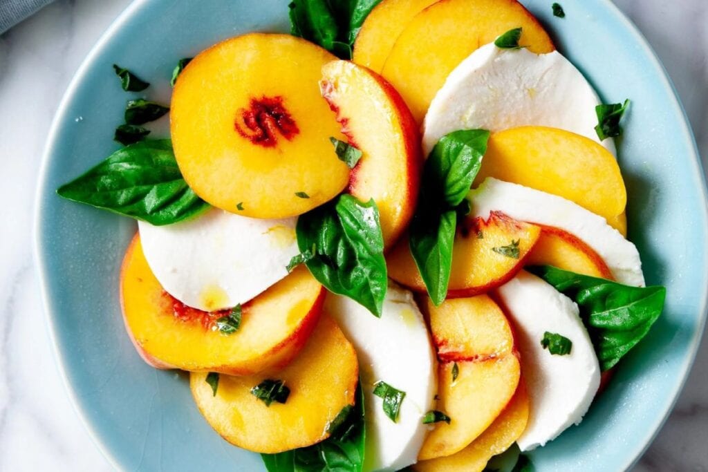 Peach Caprese Salad by Chew Out Loud