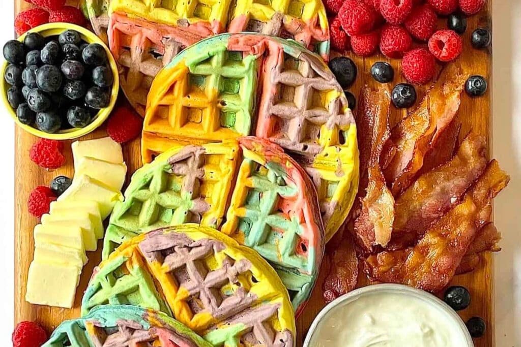 Rainbow Waffle Charcuterie Board by Tasty Oven