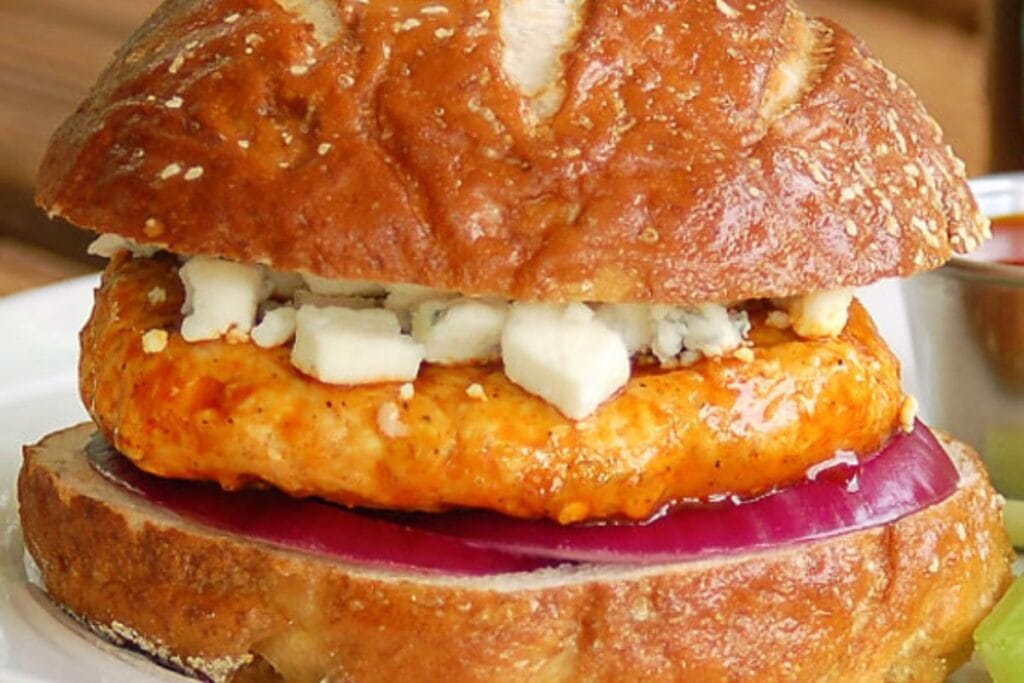 Spicy Buffalo Chicken Burgers by The Slow Roasted Italian