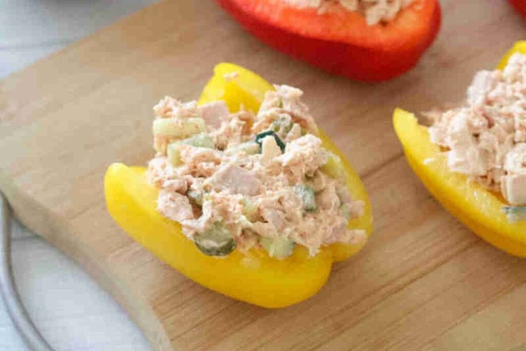Tuna Salad Stuffed Peppers by Fit As A Mama Bear