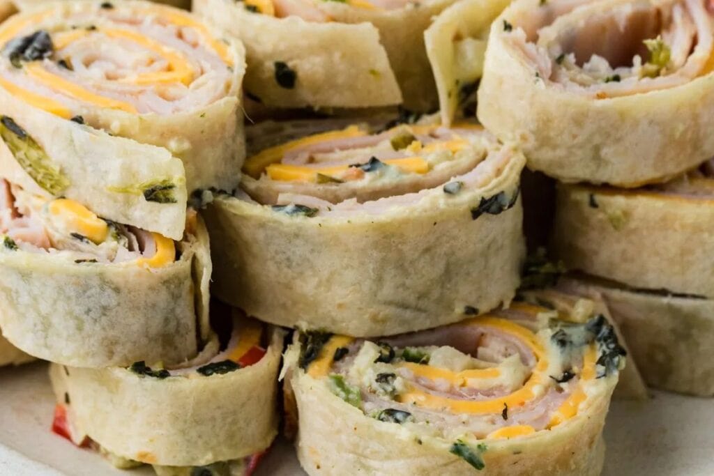 Turkey and Cheese Roll Ups With Spinach Dip by When Salty and Sweet Unite