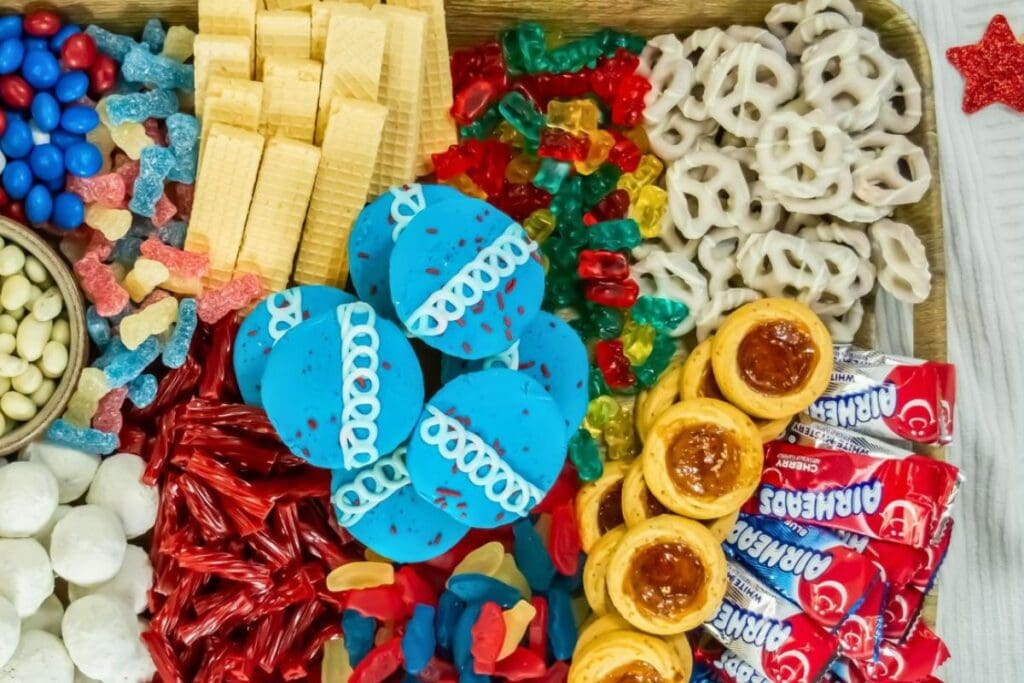 Ultimate Red White and Blue Dessert Board by Mom Does Reviews