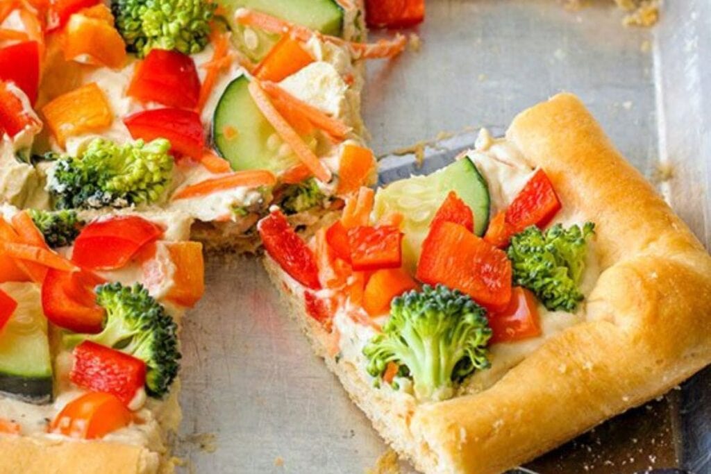 Veggie Pizza Recipe with Crescent Rolls by The Slow Roasted Italian