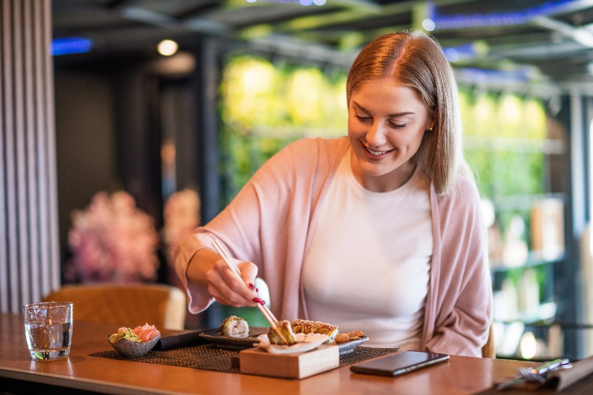 Woman in fast food joint