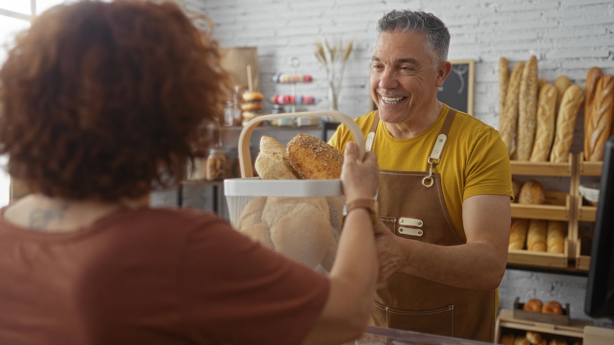 cashier and shopper