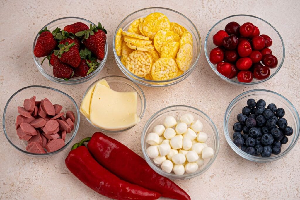 red white and blue charcuterie board ingredients