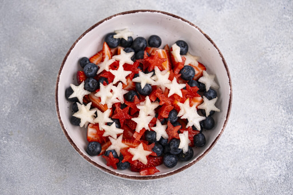 step 7 red white and blue fruit salad
