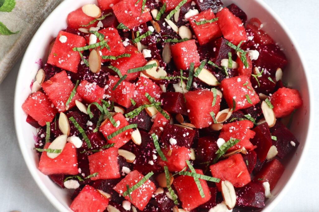 Beet Watermelon Salad by Bless This Meal