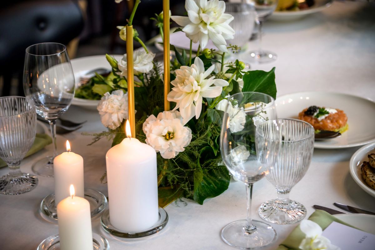Candle lit dinner party