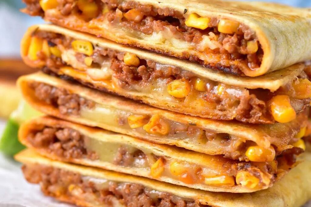 Cheesy Beef Taco Quesadillas by Finding Time To Fly