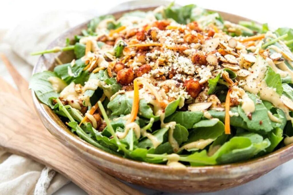 Chickpea Kale Salad with Lemon Cashew Dressing Happy Food Healthy Life