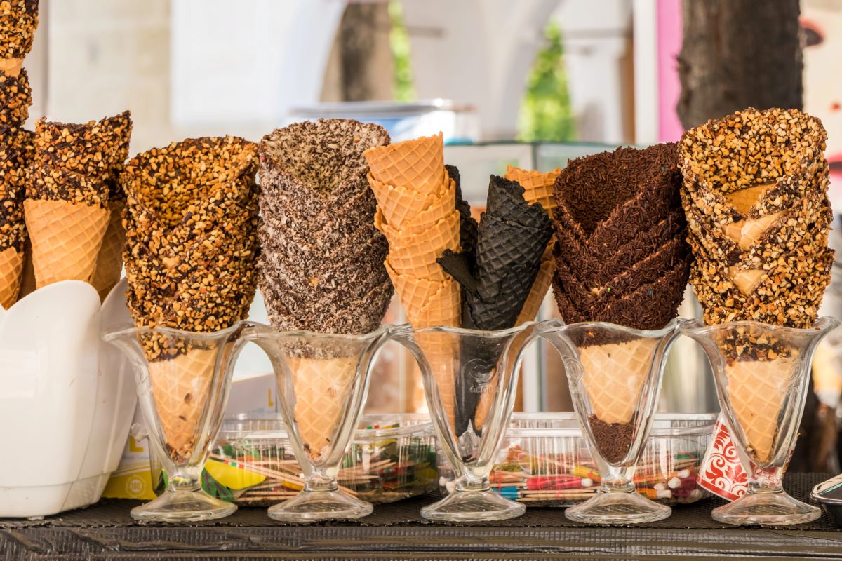 Chocolate Dipped Cones on Ice Cream
