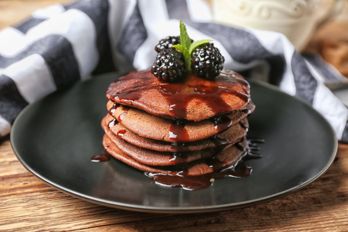 Chocolate Pancakes with Syrup