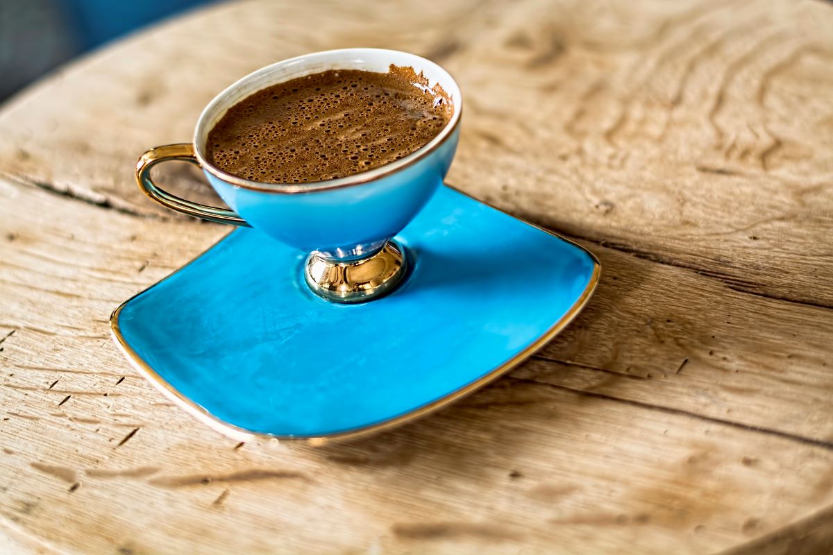 Coffee Served in Blue Greek Cups 1