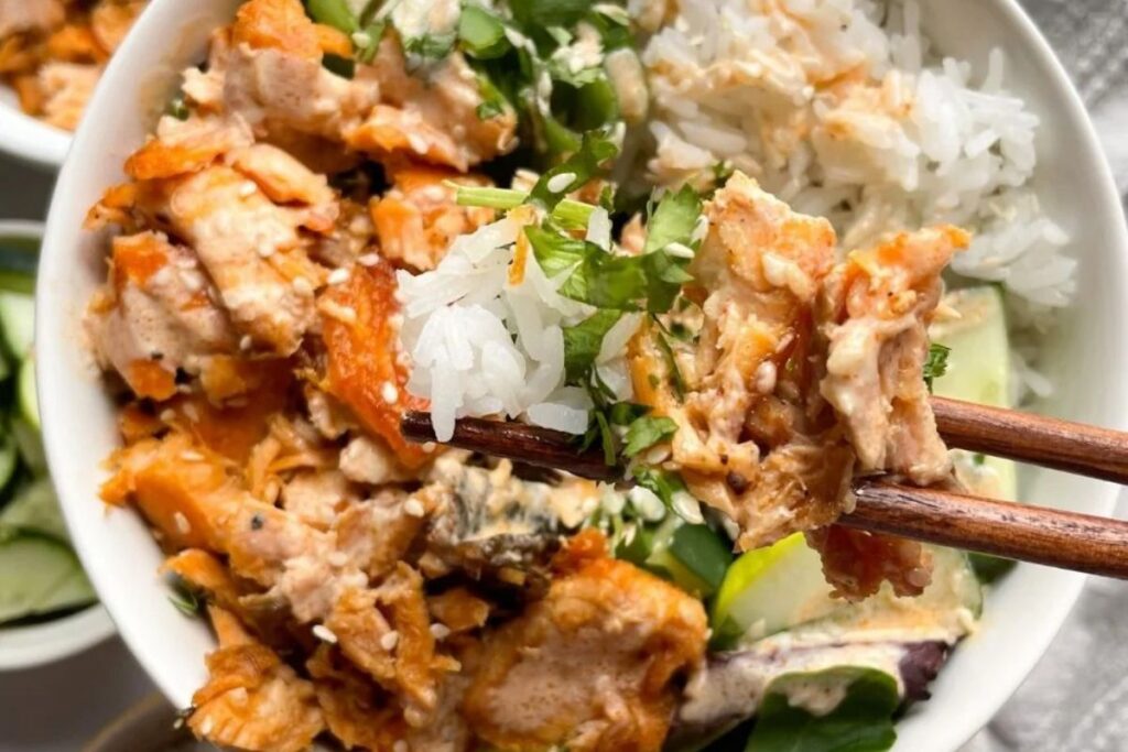 Cooked Salmon Poke Bowl by Hello Frozen Bananas