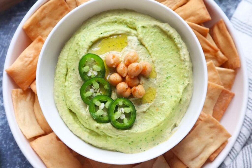 Creamy Jalapeno Cilantro Hummus by Bless This Meal