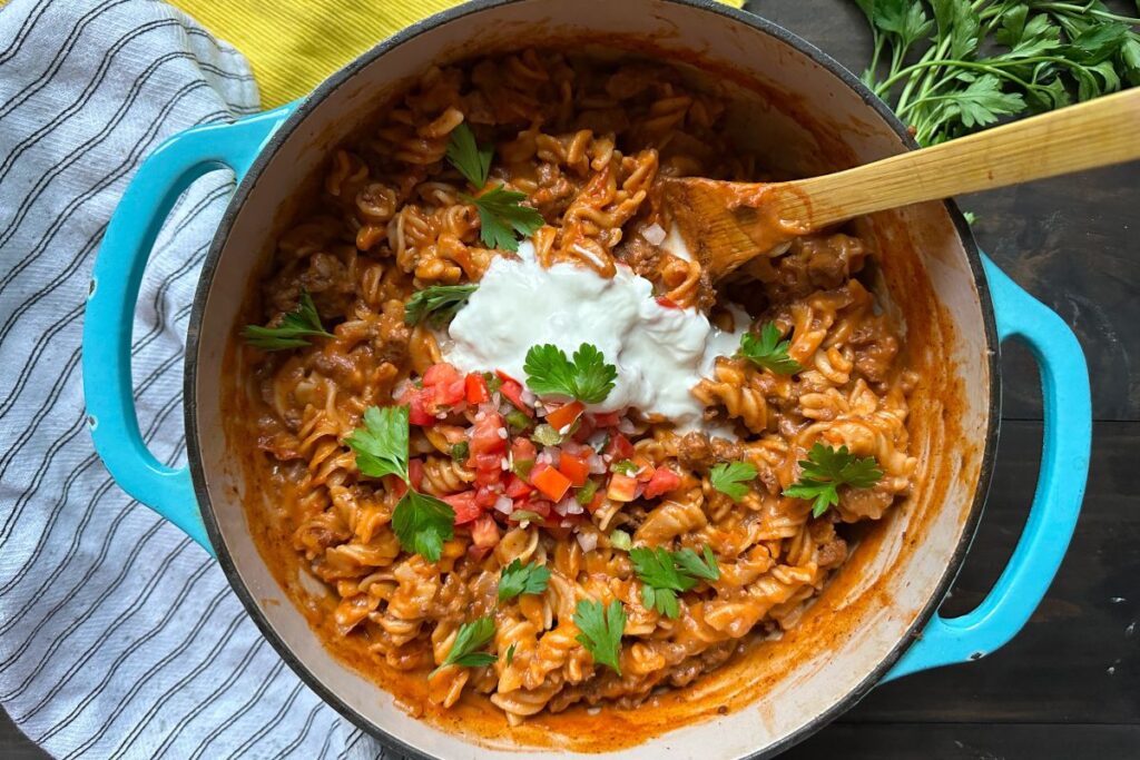Creamy Mexican Taco Pasta by The Clean Happy Life