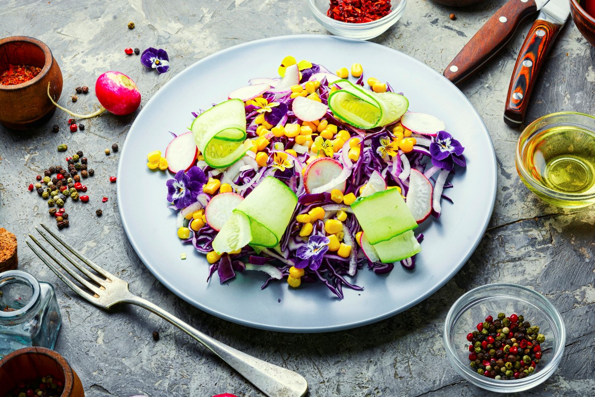 Edible flower salad