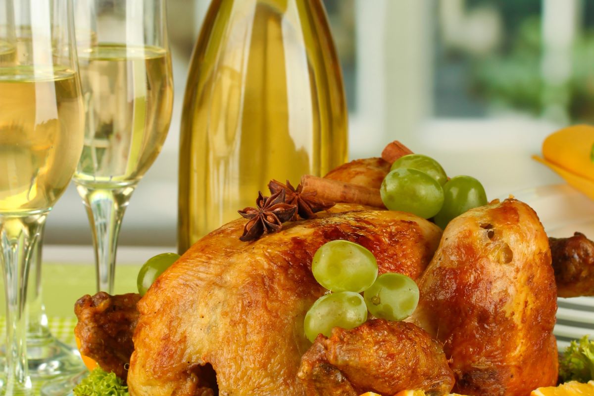 Fried chicken with champagne