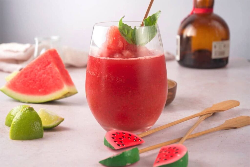 Frozen Watermelon Basil Cocktail by In The Kitch