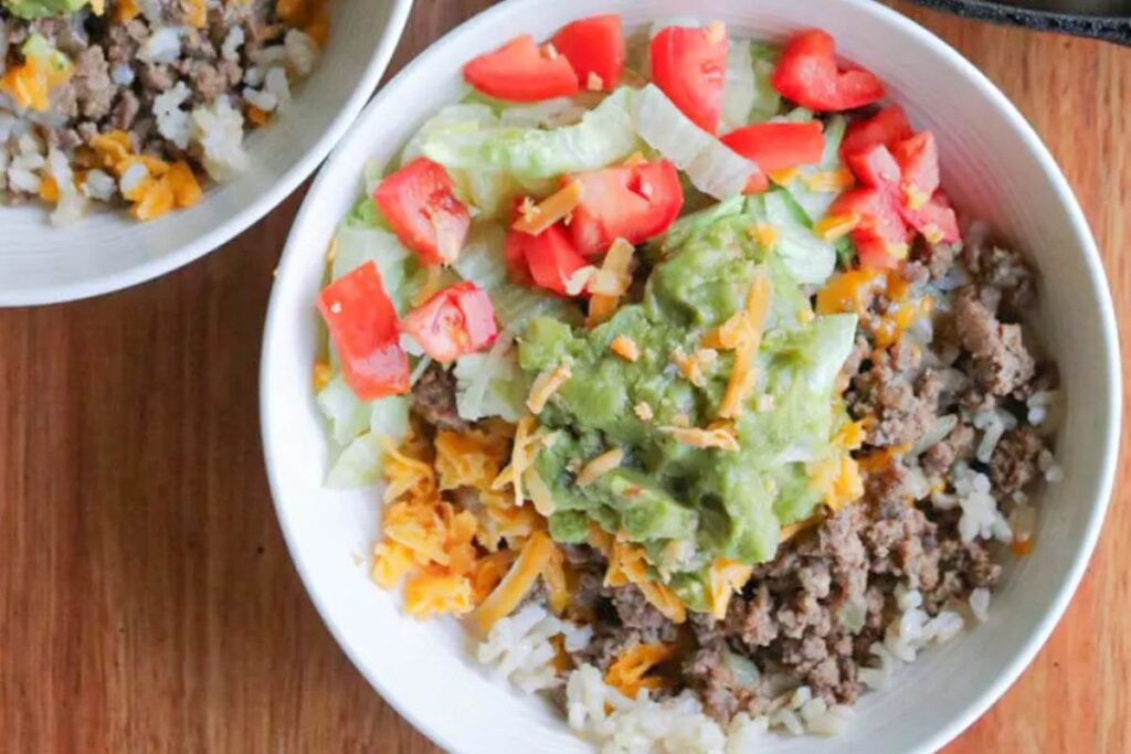 Ground Beef Rice Bowls by Right at home with violet