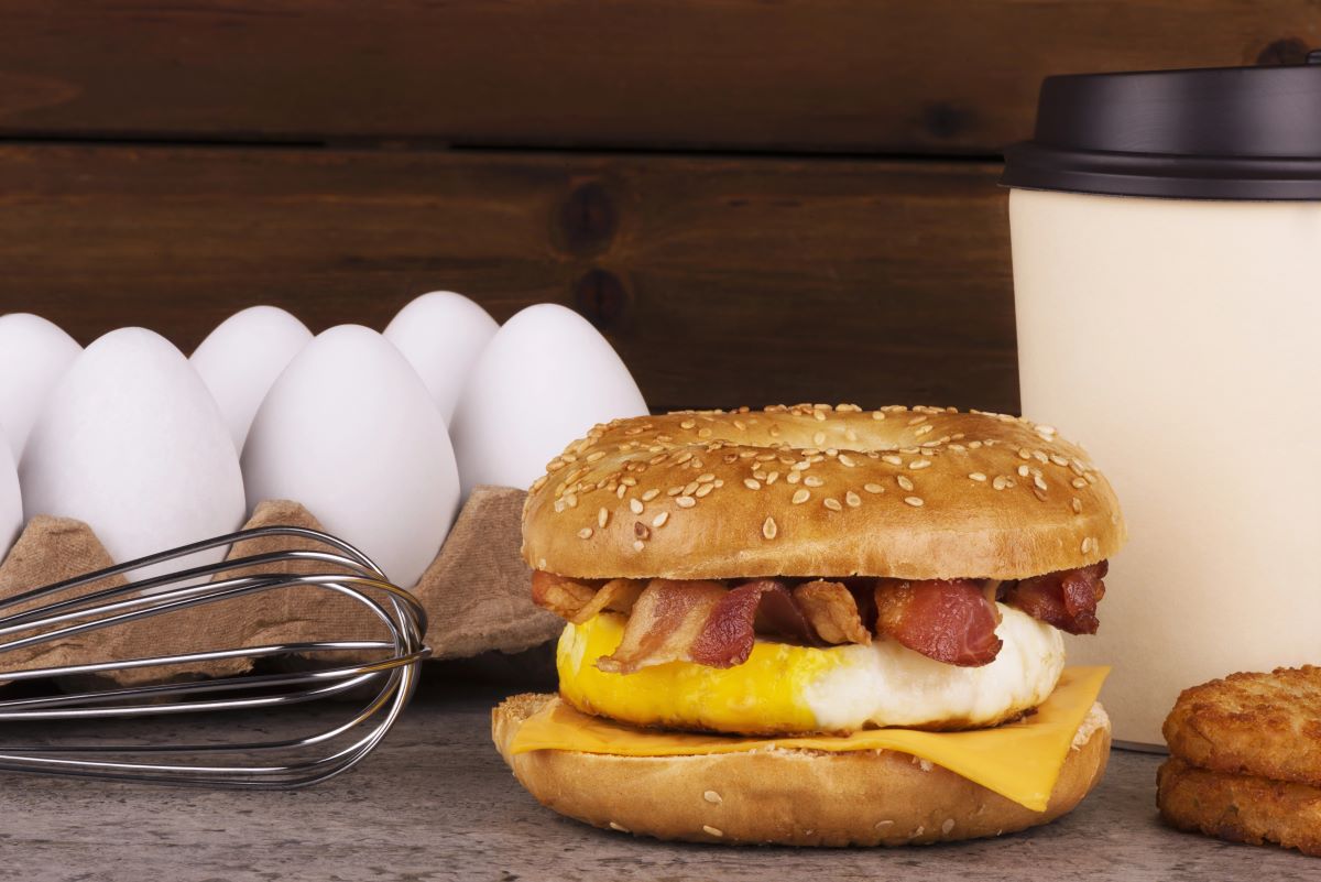 Hash brown egg cheese bagel