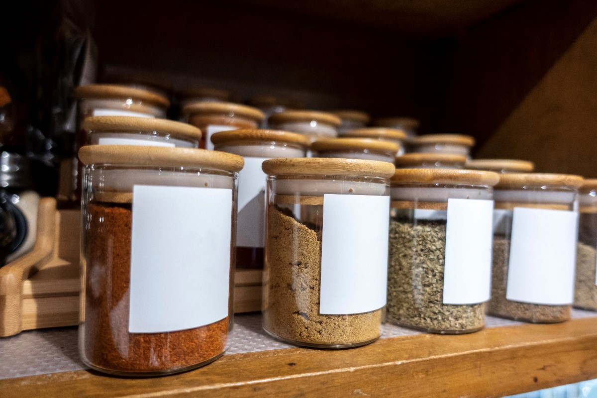 Ingredients in clear jars